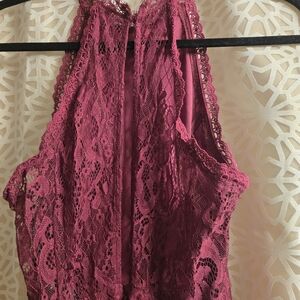Lulus medium midi burgundy lace dress